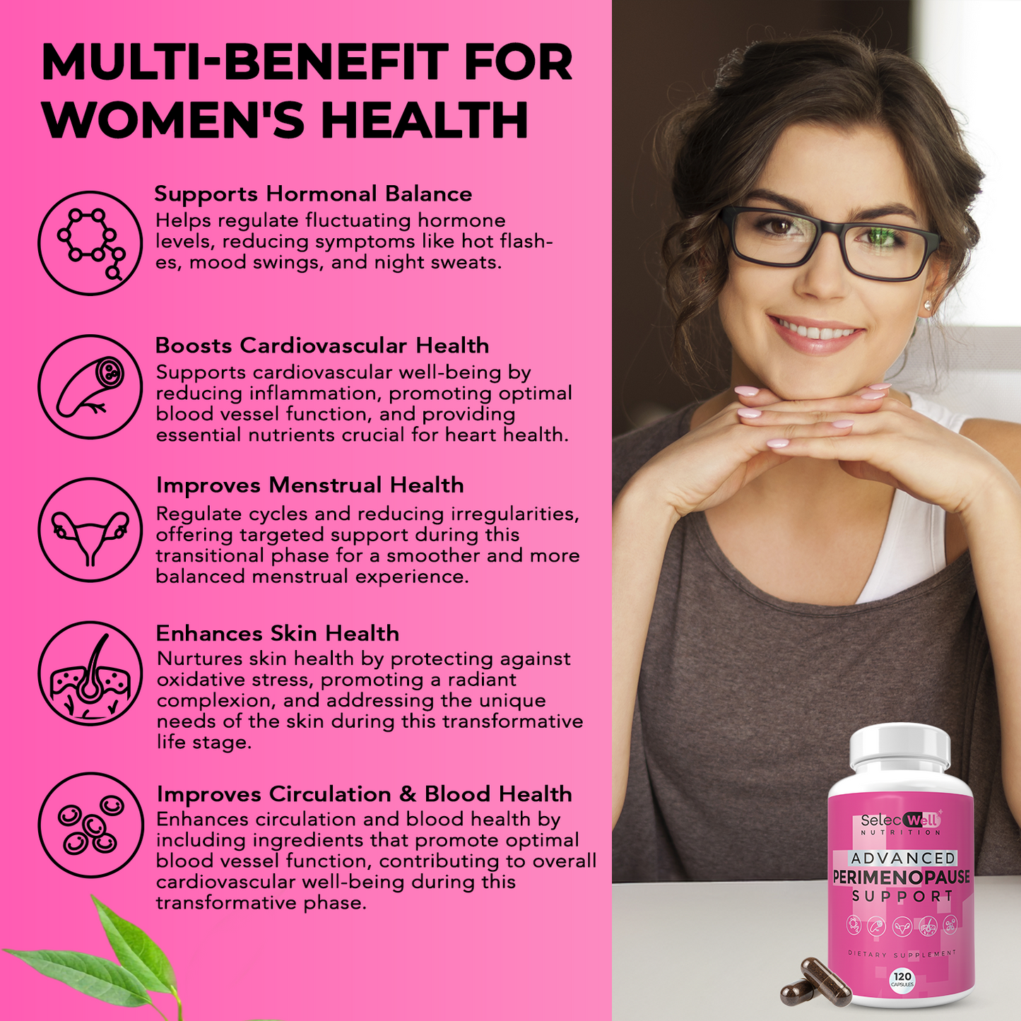 Advanced Perimenopause Support Supplement for Women | Provides Menopause Relief, Hot Flash & Night Sweats Relief | 120 Capsules