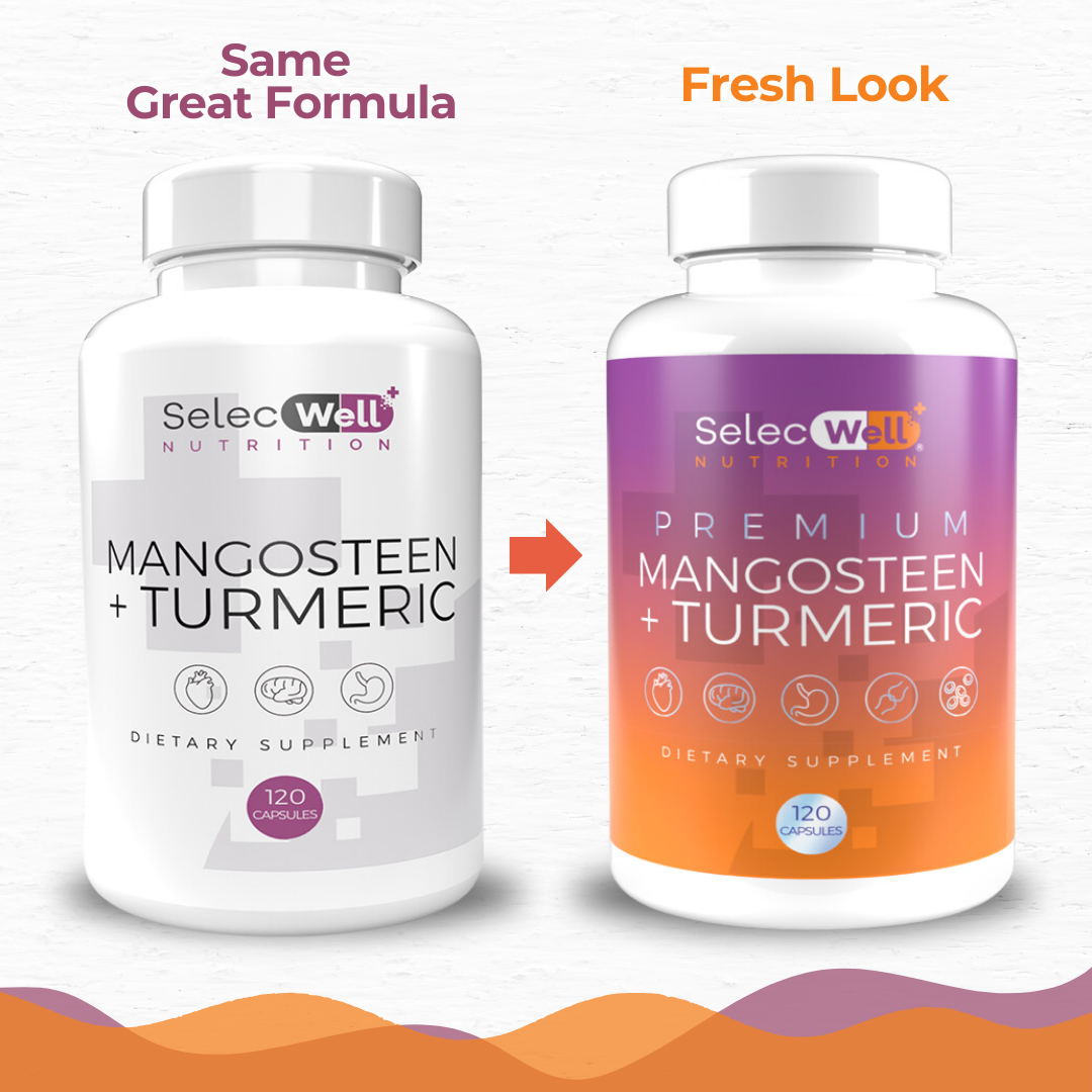 SelecWell Mangosteen + Turmeric Capsules 120 Veggie Capsules, 1500mg per Serving | Potent Antioxidants Support Supplement