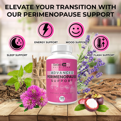 Advanced Perimenopause Support Supplement for Women | Provides Menopause Relief, Hot Flash & Night Sweats Relief | 120 Capsules