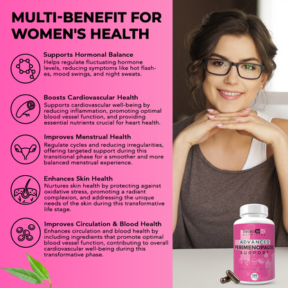 Advanced Perimenopause Support Supplement for Women | Provides Menopause Relief, Hot Flash & Night Sweats Relief | 120 Capsules